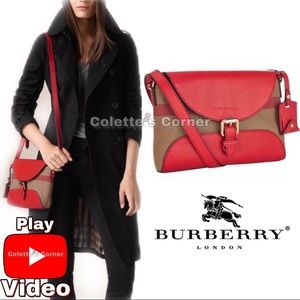 BURBERRY Red Canvas Check Small Henham Crossbody